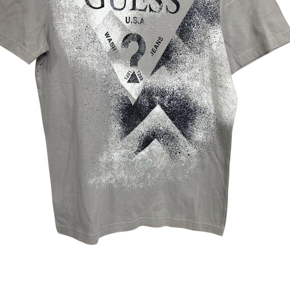 Guess Los Angeles Men Sz S Gray Paint Splatter Big Logo Graphic T-Shirt Cotton - Picture 3 of 6